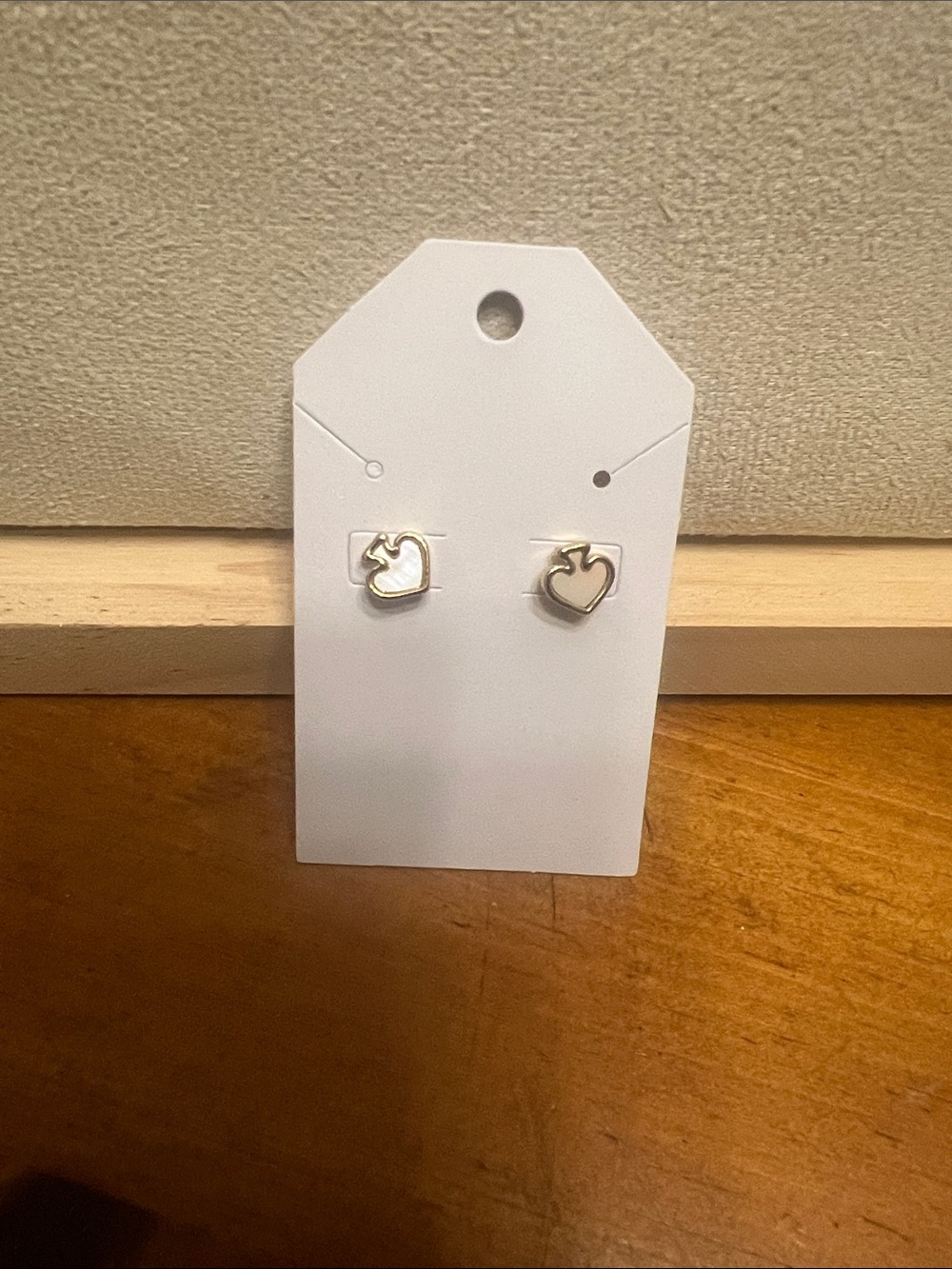 kate spade Silver Outline Heart Stud Earrings with White Enamel